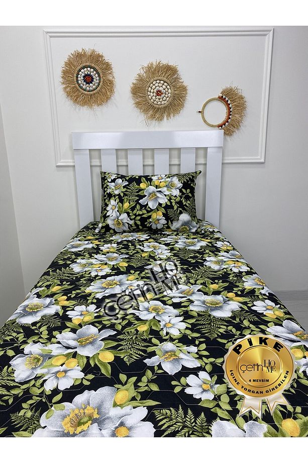 Çetinhome Tek Kişilik Kapitone Pike Seti 4 Mevsim Limon Çiçeği - 6
