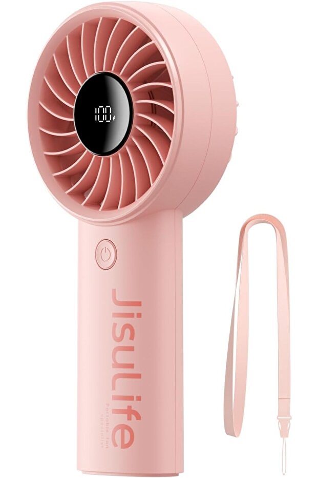 Handheld Mini Fan, 5000mAh Portable USB Rechargeable, Digital Display, 5 Speeds - Pink