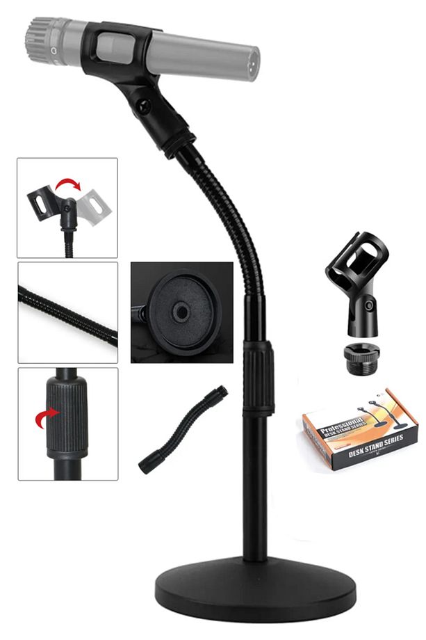 DS310 Ağır Tabanlı Masa Tipi Mikrofon Standı Ayaklığı Sehpası (MİKROFON TUTUCU HEDİYE) - 1