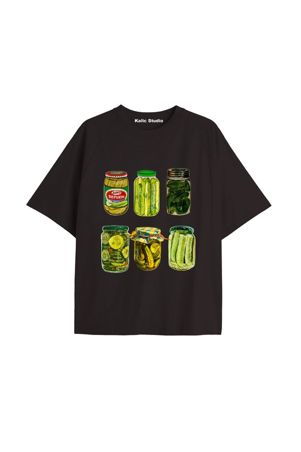 تي شيرت أسود مطبوع عليه Y2K Vintage Pickles كود 256