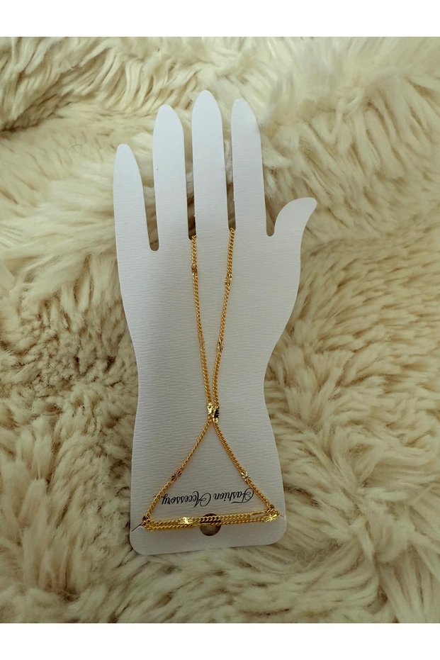 Sequin Gold Gurmet Chain Shahmeran Bracelet (Stylish Gold Sequin Thin Chain Shahmeran)