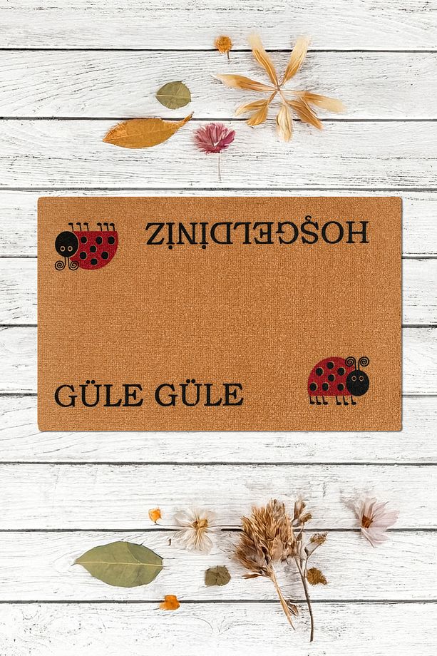 Hoş Geldiniz, Güle Güle, Uğur Böceği, Kapı Önü Paspası, Dekor Paspas, Hediyelik Eşya paspas, modern - 1
