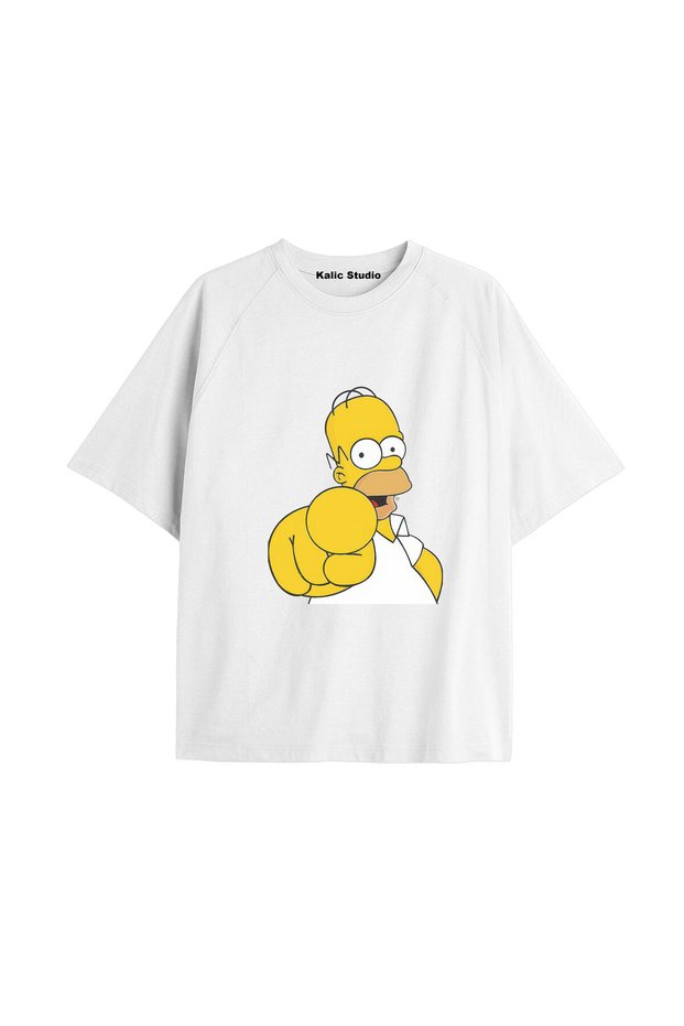 Y2K Vintage Simpson Printed White T-Shirt Kod 261