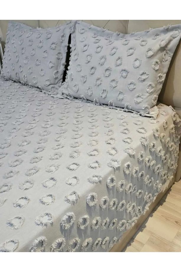 Ponpon Desenli 3 Parça Çift Kişilik Yatak Örtüsü - 2