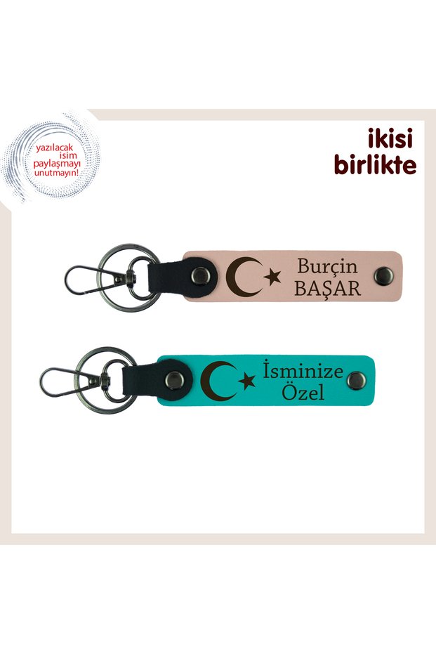 Meaningful Gift to Give on Visits – Moon Star Leather Keychain Set X2, Puppy Mouth-Turquoise