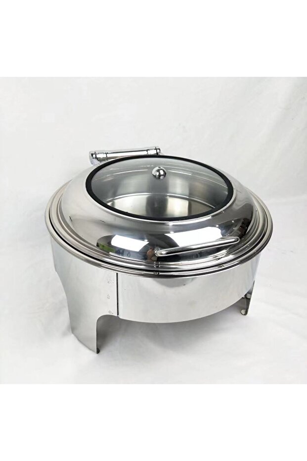5.8L Golden Wedding Chafing Dish Counter Top Buffet Set Stainless Steel Round Hydraulic Food Warmer