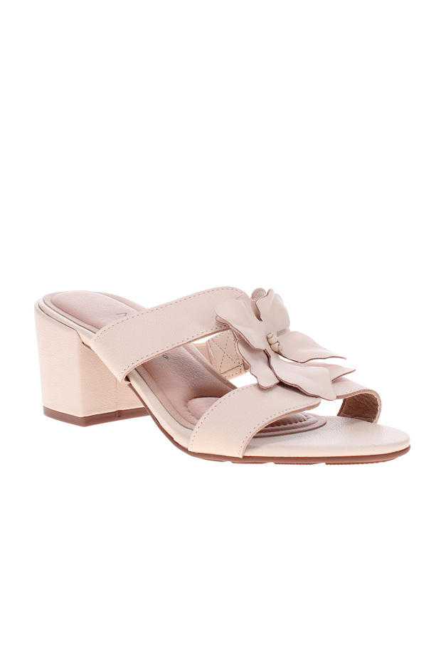 Ladies Mid Heel Sandals Beige | Made In Brazil
