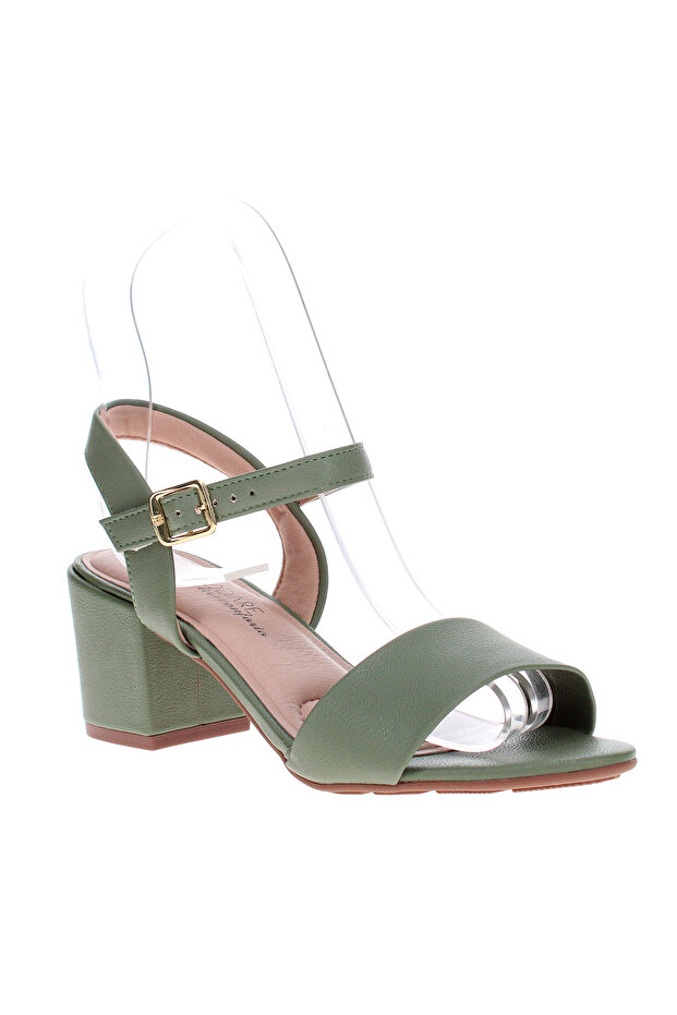 Ladies Mid Heel Sandals Sage | Made In Brazil