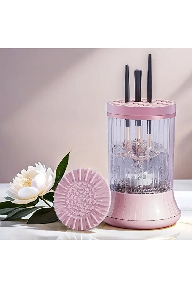 Portable Makeup Brush Cleaner With Drying Function, White - 4