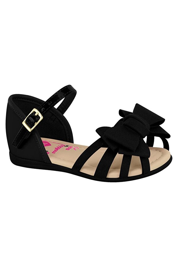 Infant Girls Sandals With Back Strap Black | Made In Brazil