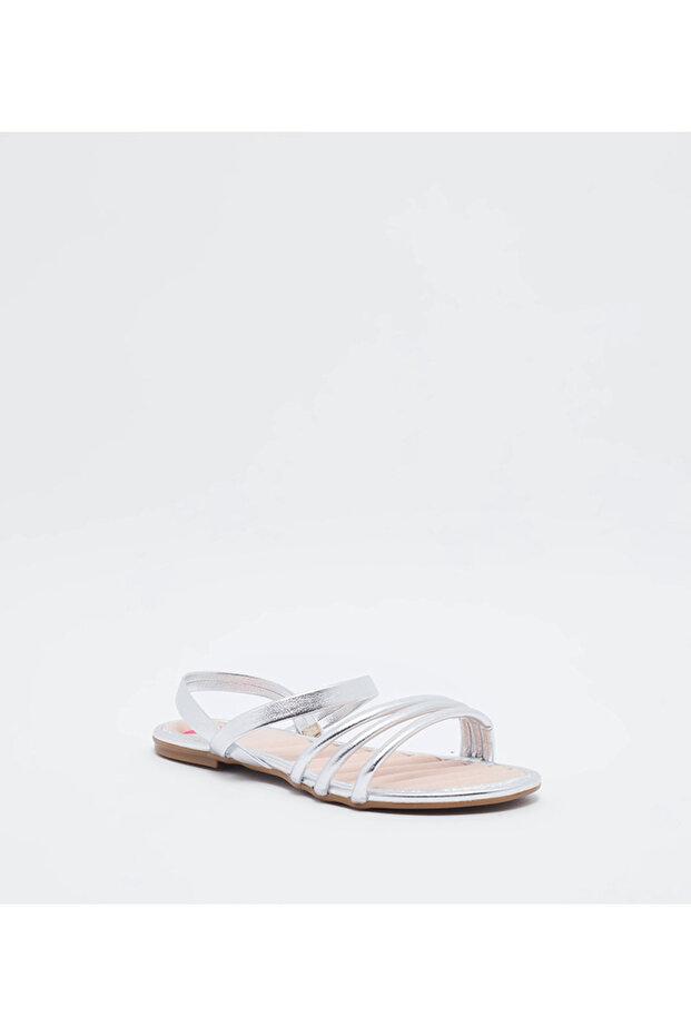 Junior Girls Sandals With Back Strap Silver | Made In Brazil