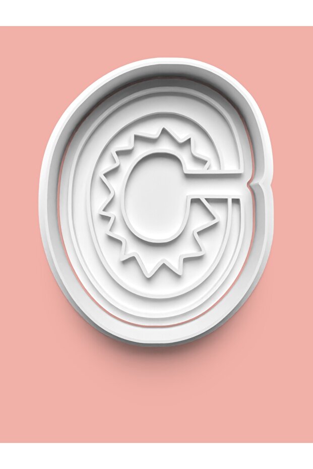 Patterned Letter C Cookie Mold and Fondant Mold