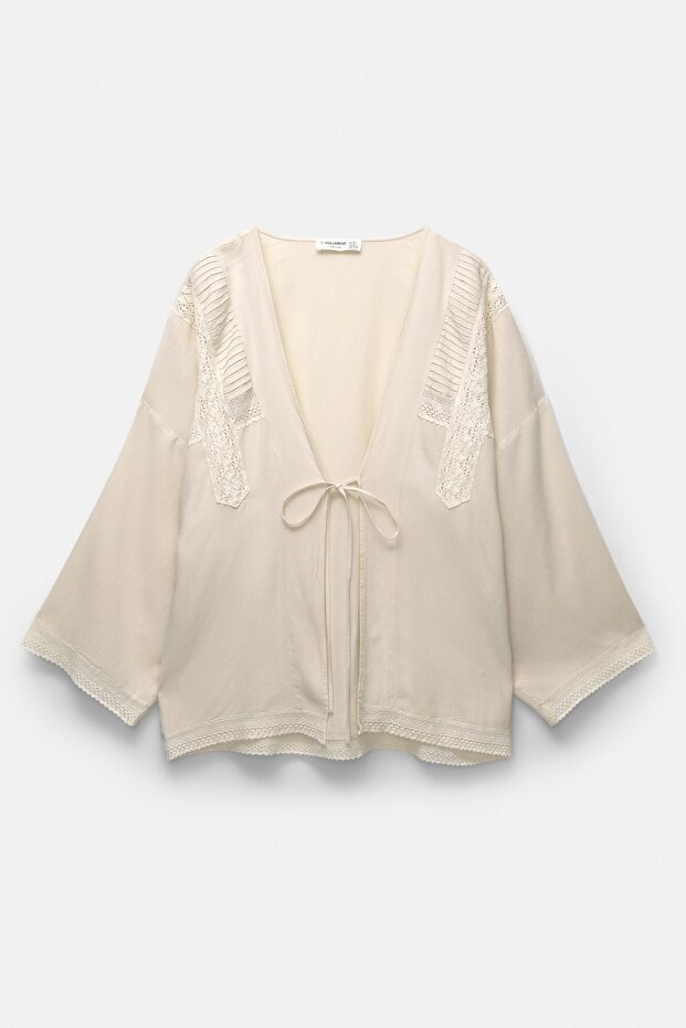 Rustik Dantel Kimono Bluz - 7