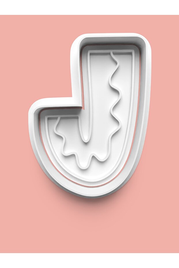 قالب كوكيز على شكل حرف J منقوش وقالب عجينة السكر