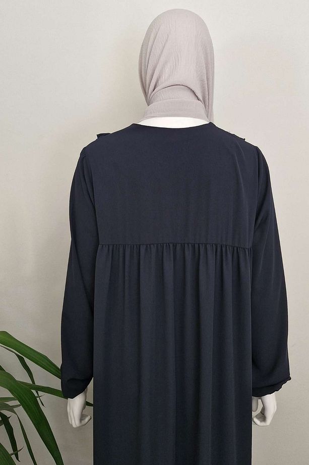 Afra Safir İpek Kumaş Robalı Tesettür Elbise - 5