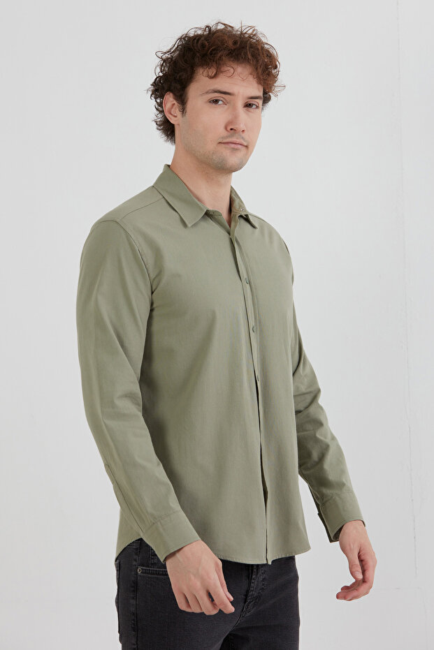 Basic Çıtçıtlı Gabardin Gömlek - 3