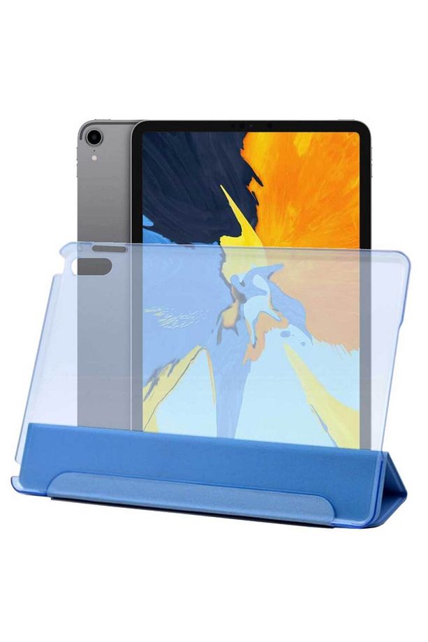 Apple iPad Air 4 Nesil Uyumlu A2316 A2324 A2325 A2072 Smart Cover Üçgen Stand Arkası Şeffaf Tablet K - 3