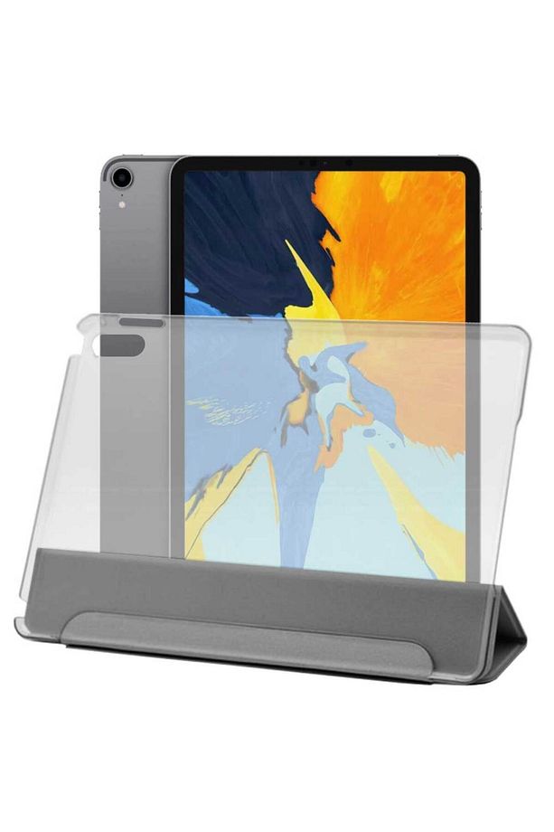 Apple iPad Air 4 Nesil Uyumlu A2316 A2324 A2325 A2072 Smart Cover Üçgen Stand Arkası Şeffaf Tablet K - 3