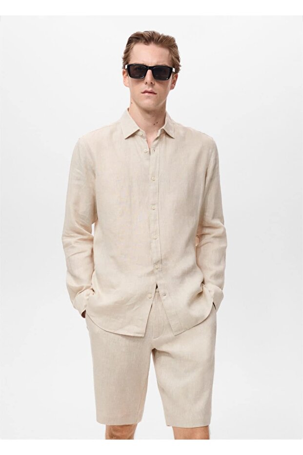 %100 keten gömlek - 1