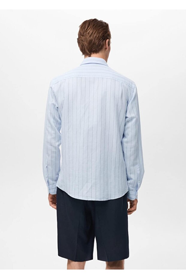 Çizgili keten gömlek - 4