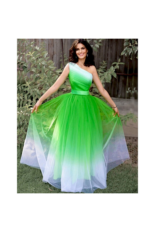 Rochie verde in degrade - 1