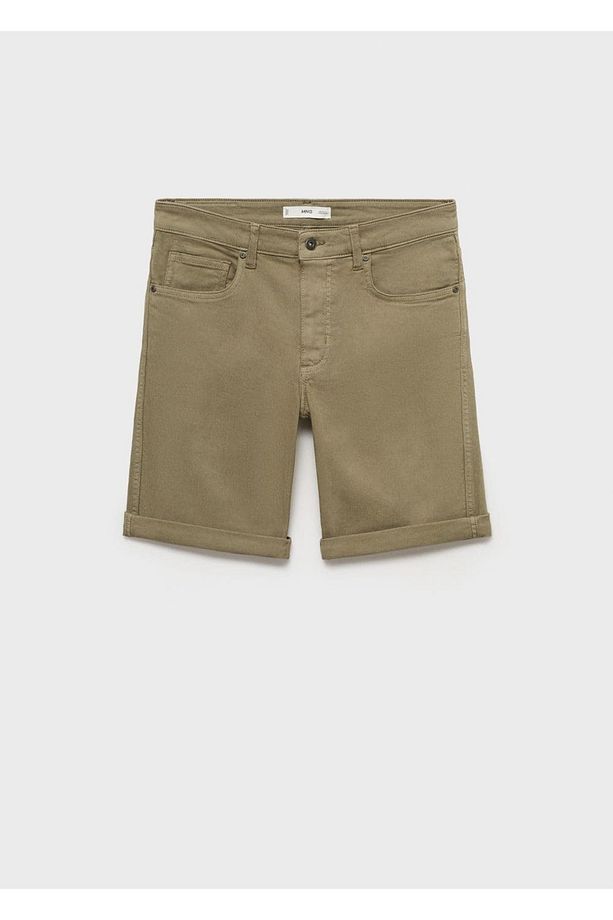Slim fit kot bermuda şort - 3