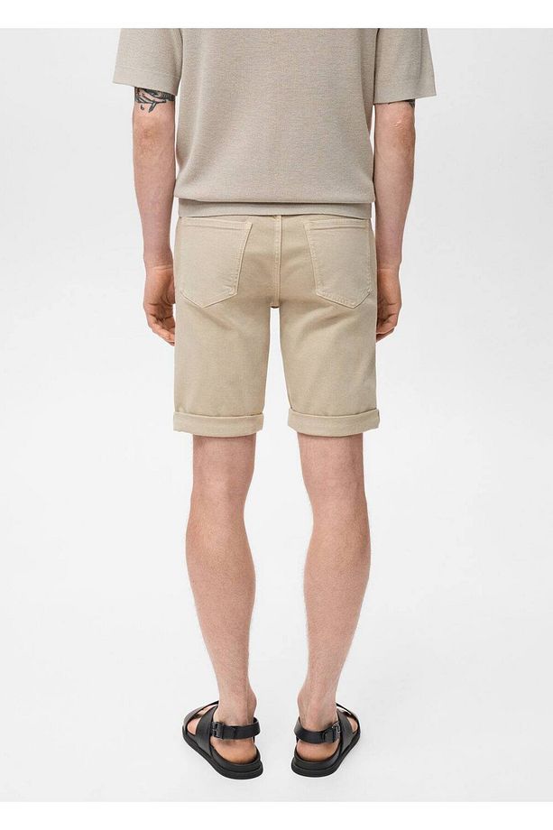 Slim fit kot bermuda şort - 4