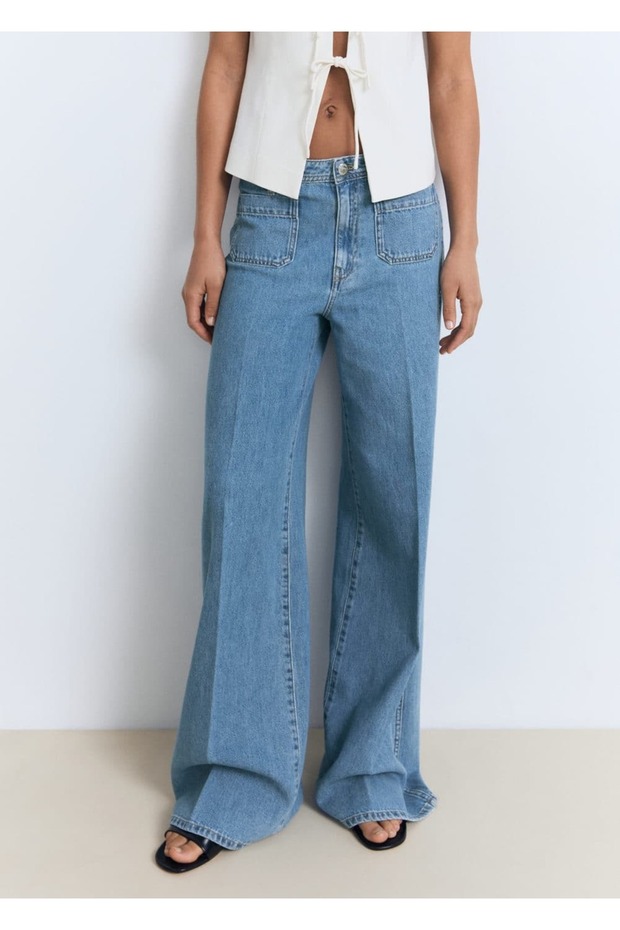 Düğmeli wideleg jean - 1