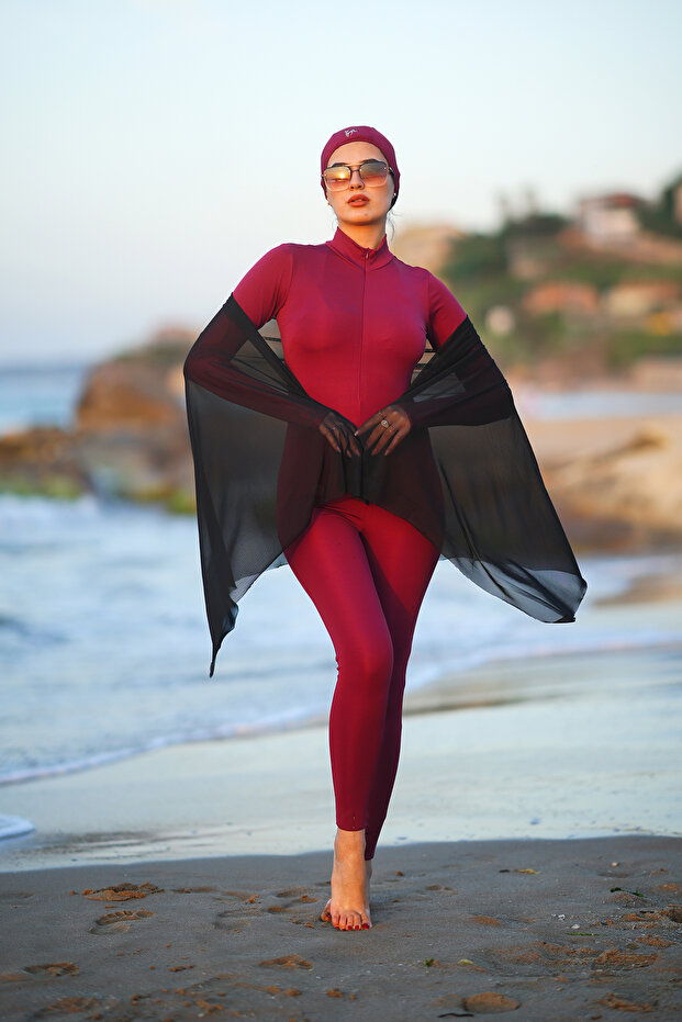 Boneli Long Swimsuit Jumpsuit / Bonnet Hijab Long Swimsuit Overalls