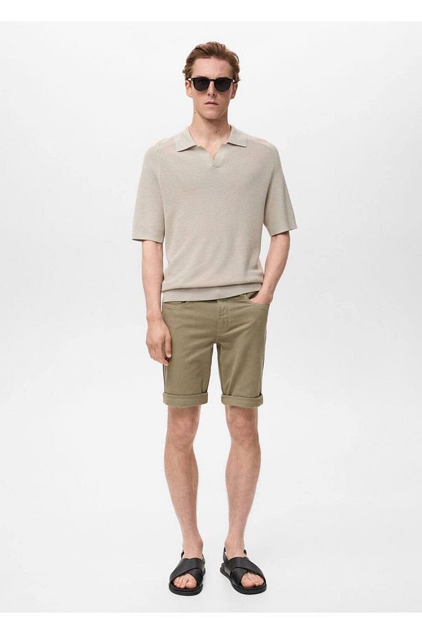 Slim fit kot bermuda şort - 2