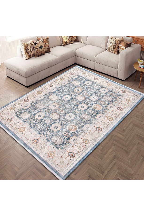 Yumuşak,Eskitme Efektli,Pamuk Tabanlı, Dört Mevsim, Oturma Odası, Çocuk Odası, Salon,Mutfak Halısı - 2