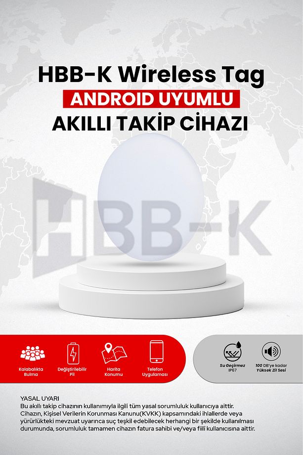 Android Wireless Airtag Akıllı Takip Cihazı Siyah (sadece Android Uyumlu) - 1