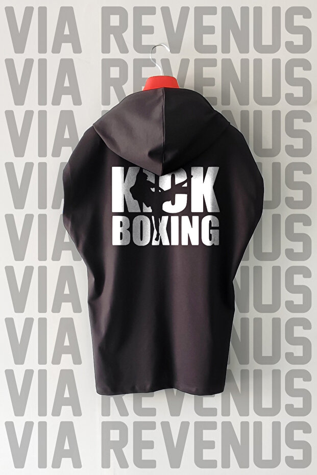 Kick Boxing Front and Back Printed Zero Sleeve Hooded 100% Cotton Sports Tshirt