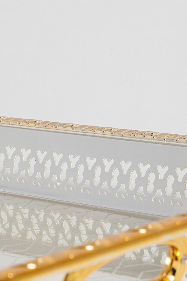 3-piece silver rectangular tabsi set with gold engravings - 2