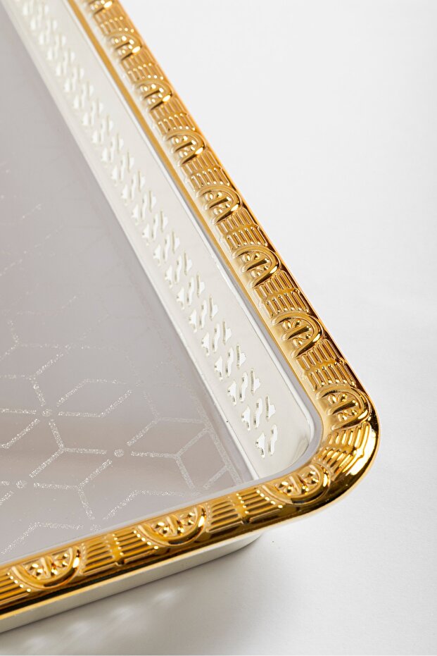 3-piece silver rectangular tabsi set with gold engravings - 3