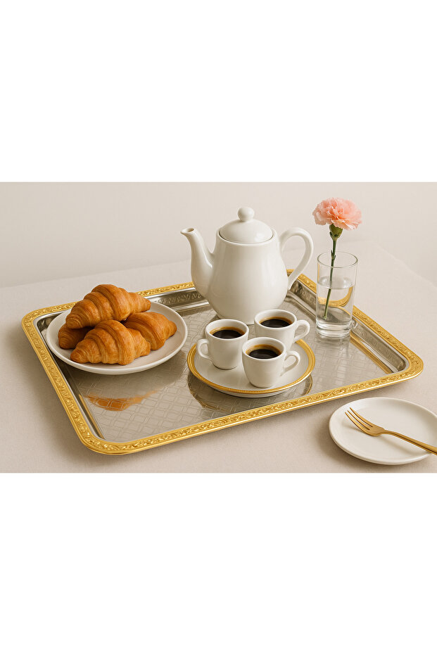 3-piece silver rectangular tabsi set with gold engravings - 5