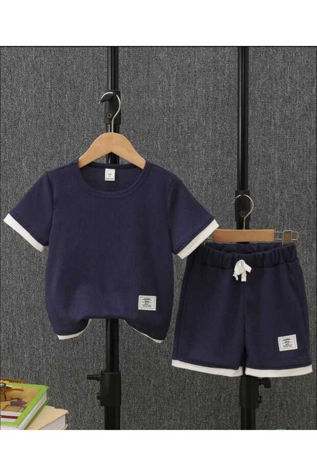 Text Printed Summer 100% Cotton Children's Suit