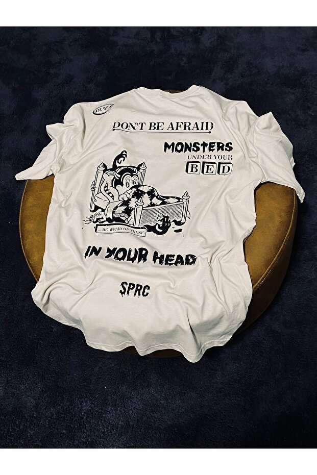 Memories 100% Cotton Relax Fit Crew Neck Cream Tshirt