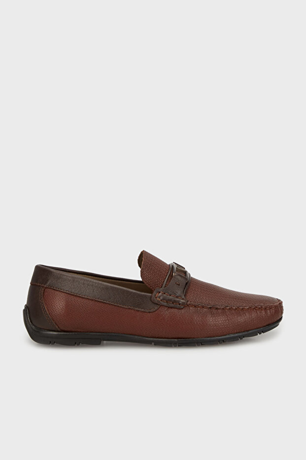 Genuine Leather Stitching Detailed Loafer Shoes Men's Shoes 15211087K2