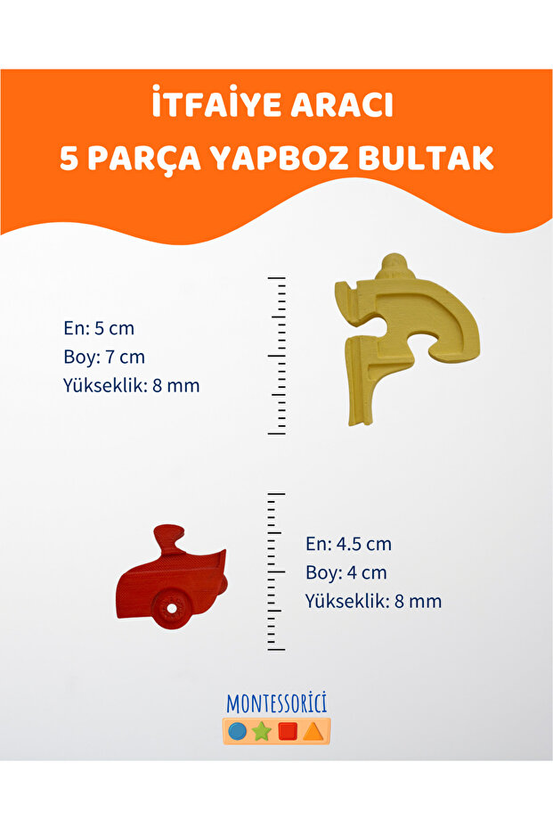 İtfaiye Puzzle Bultak Seti – 2+ Yaş Eğitici Yapboz (5 Parça + Taban) - 3