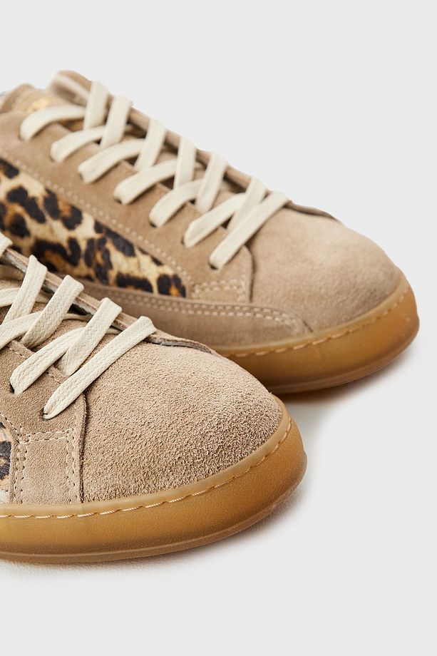 Deri Logolu Leopar ve Süet Detaylı Sneaker Ayakkabı AYAKKABI IC009 - 4