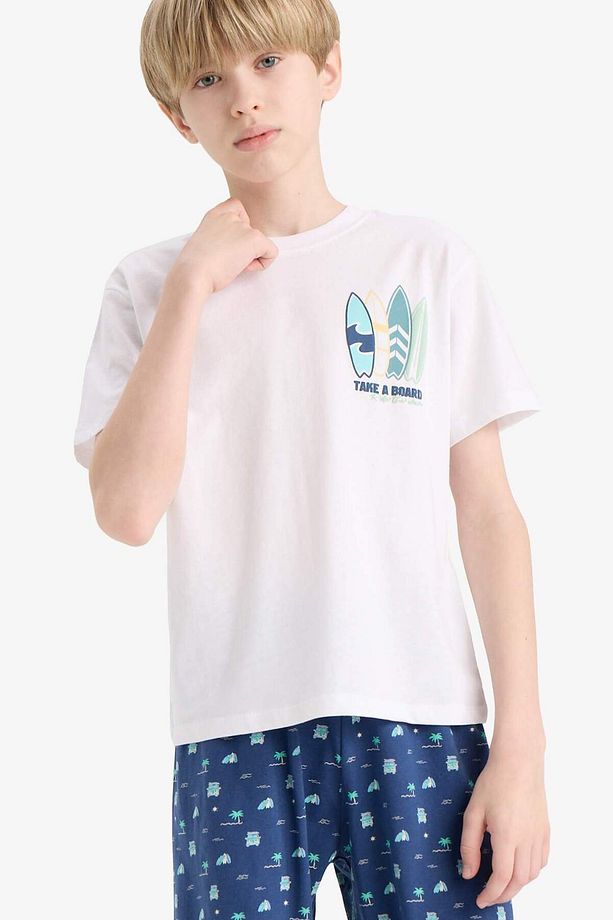Erkek Çocuk Pijama Takımı Baskılı Kısa Kollu Üst Desenli Şort E2693a825hs - 3