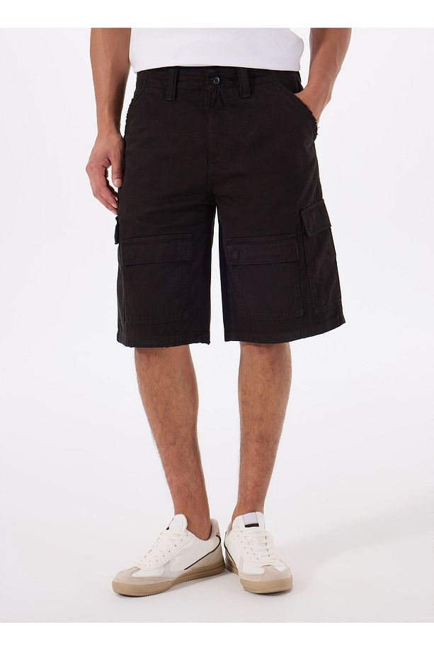 Regular Fit Siyah Erkek Şort M5GD53WGCVAJBLK GO TWILL CARGO SHT - 2