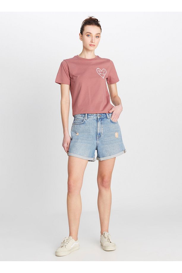 Normal Bel Regular Fit Mavi Kadın Şort W2510772400-Kısa Denim Şort - 1