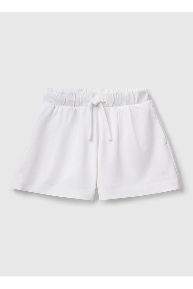 Normal Bel Regular Fit Beyaz Kız Çocuk Şort 3BL0C903I - 1