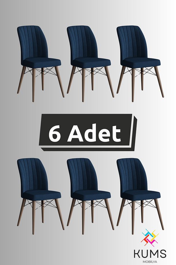 6 Adet Mutfak, Salon ve Yemek Sandalyesi – Silinebilir Kumaş, Kaliteli Sağlam Dolgulu geniş - 1