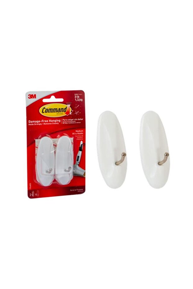 Command 2-Piece Wire Hook White Medium 17068 - 1