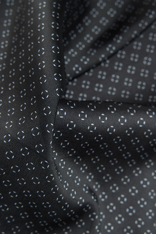 Men's Black Patterned Handkerchief - 3