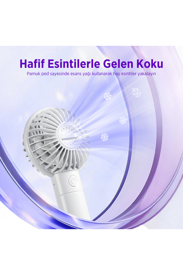 BXPF01 Şarj Edilebilir 3 Kademeli Taşınabilir Aromaterapi Özellikli Mini Fan El Tipi Vantilatör - 3
