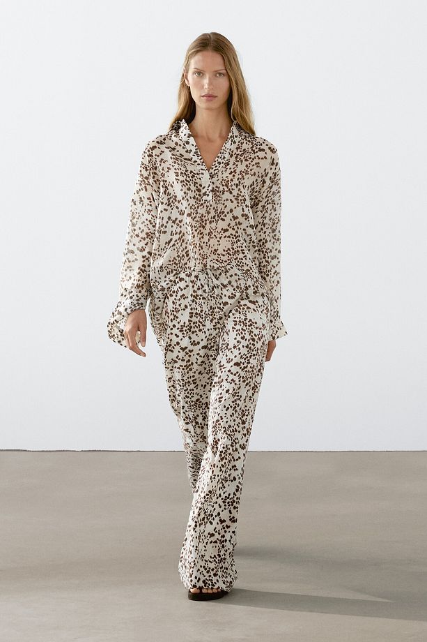 Desenli Oversize Bluz - 1